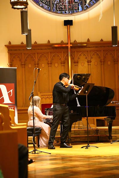 Henry Wang (2012 winner) with Vera Parkin (1984 winner)